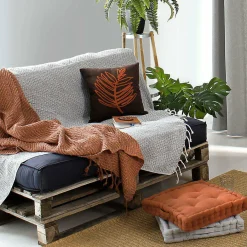 ENJOY HOME Plaid coton recyclé (130 x 160 cm) Dune Gris clair