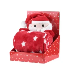 STOF Plaid de Noël (100 x 75 cm) et peluche Edgard Rouge New