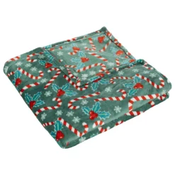 FEERIC LIGHTS Plaid de Noël (130 x 180 cm) Houx et sucre d'orge Vert Outlet