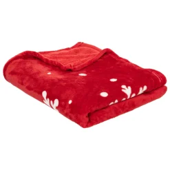 FEERIC LIGHTS Plaid de Noël (130 x 180 cm) Merry Christmas Rouge New