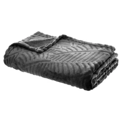 ATMOSPHERA Plaid doux (150 cm) 3D Feuille Gris Outlet