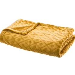 ATMOSPHERA Plaid doux (150 cm) 3D Losange Jaune ocre Hot