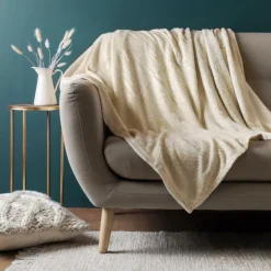 ATMOSPHERA Plaid doux (150 cm) Filo Ivoire Clearance