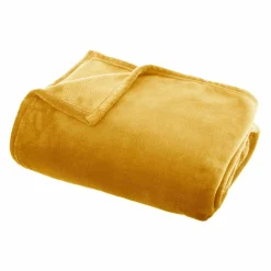 ATMOSPHERA Plaid doux (180 cm) Tendresse flanel Jaune ocre Online