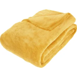 ATMOSPHERA Plaid doux (230 cm) Tendresse Jaune ocre