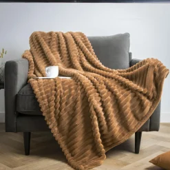 EMINZA Plaid doux (125 x 150 cm) Dune Camel Outlet