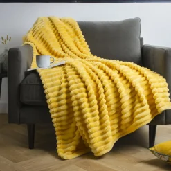 EMINZA Plaid doux (125 x 150 cm) Dune Jaune Outlet