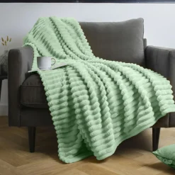 EMINZA Plaid doux (125 x 150 cm) Dune Vert sauge New