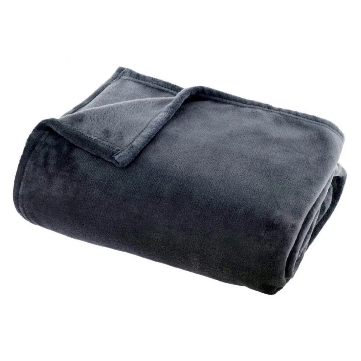 EMINZA Plaid doux flanelle (125 x 150 cm) Didou Gris Anthracite New