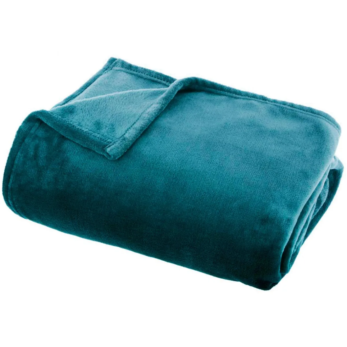 EMINZA Plaid doux flanelle (220 x 240 cm) Didou Bleu canard New
