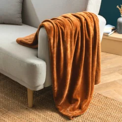 EMINZA Plaid doux flanelle (125 x 150 cm) Didou Cuivre Outlet