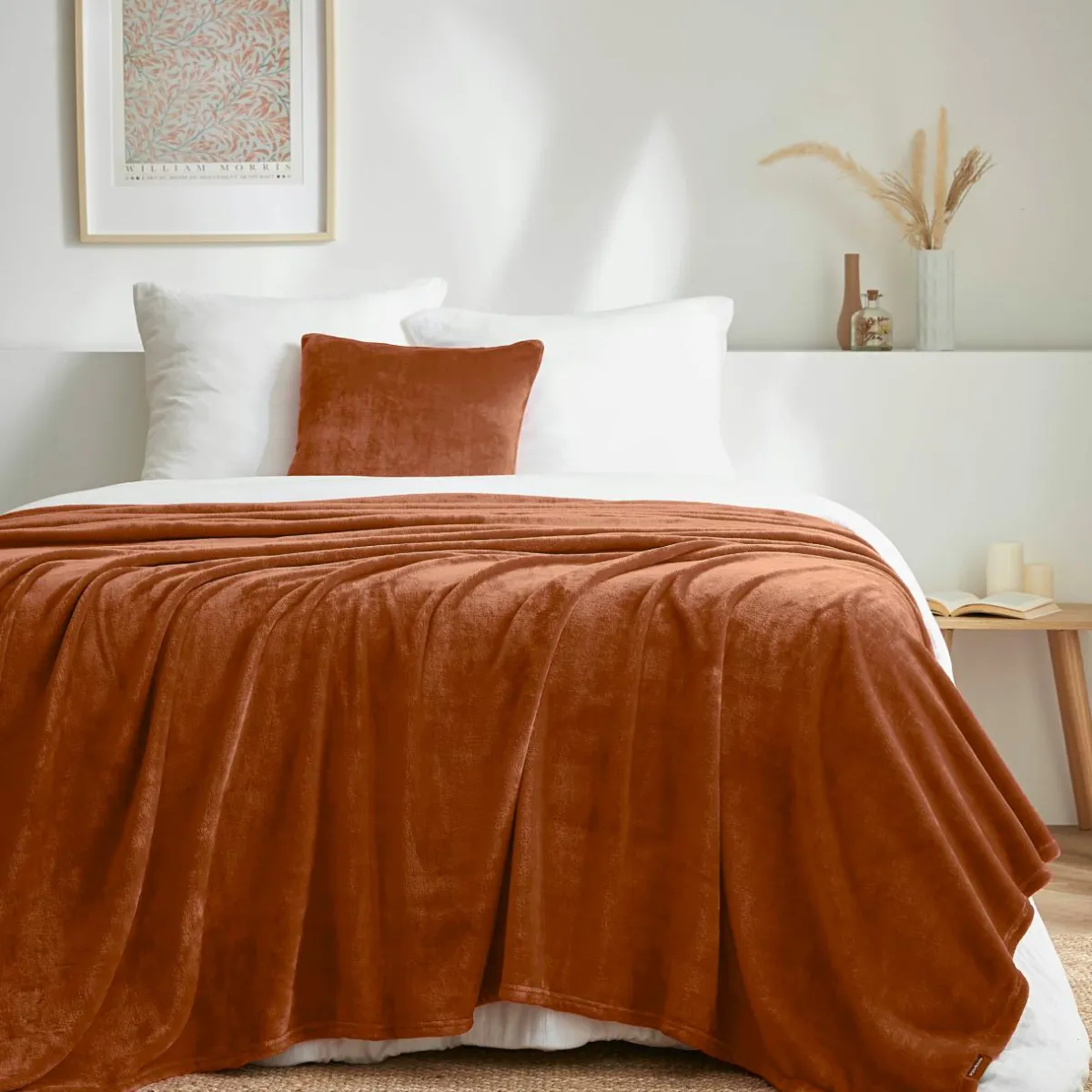 EMINZA Plaid doux flanelle (180 x 230 cm) Didou Cuivre Online
