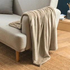 EMINZA Plaid doux flanelle (125 x 150 cm) Didou glacé Marron