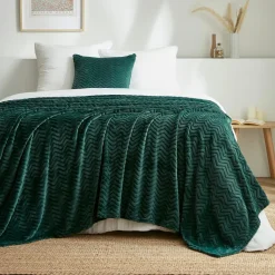 EMINZA Plaid doux flanelle (180 x 230 cm) Zag Vert Best