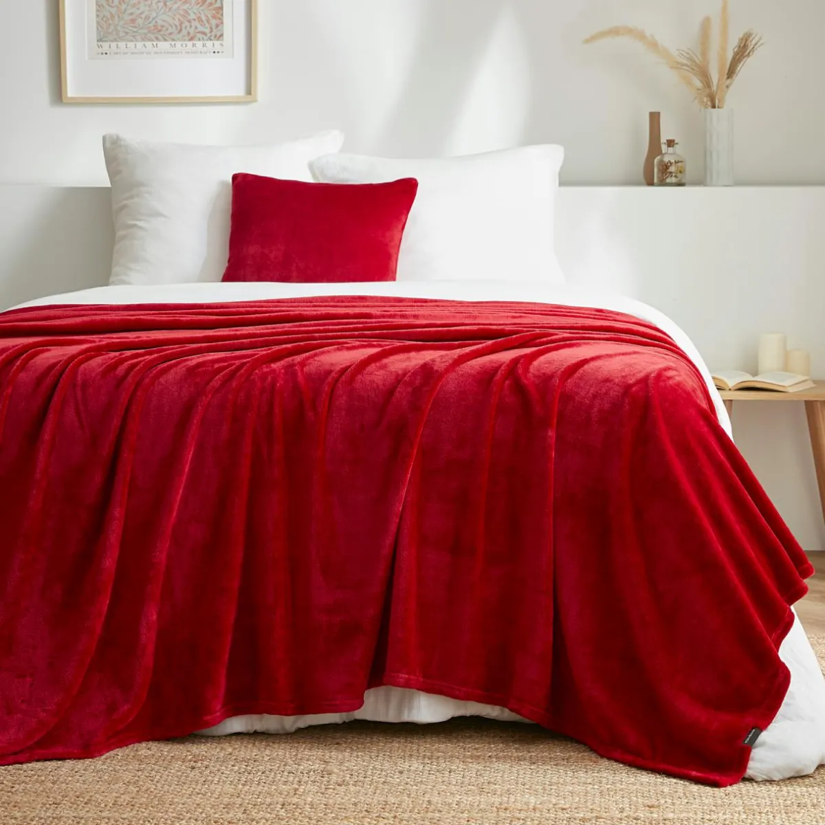 EMINZA Plaid doux flanelle (220 x 240 cm) Didou Rouge New