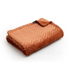 EMINZA Plaid doux flanelle (180 x 230 cm) Zag Cuivre