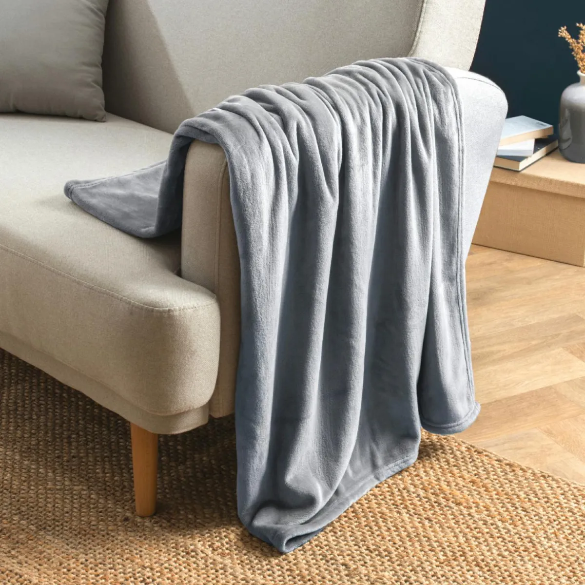 EMINZA Plaid doux flanelle (125 x 150 cm) Didou Gris clair Online