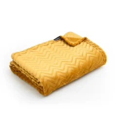 EMINZA Plaid doux flanelle (130 x 180 cm) Zag Jaune moutarde Online