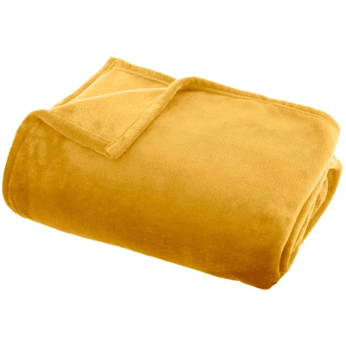 EMINZA Plaid doux flanelle (180 x 230 cm) Didou Jaune moutarde Online