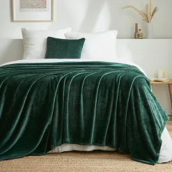 EMINZA Plaid doux flanelle (220 x 240 cm) Didou Vert Clearance