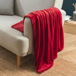 EMINZA Plaid doux flanelle (130 x 180 cm) Didou Rouge Sale
