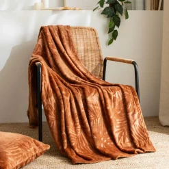 EMINZA Plaid doux flanelle (130 x 180 cm) Flore Cuivre Best