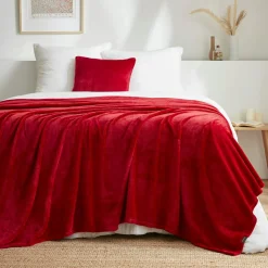 EMINZA Plaid doux flanelle (180 x 230 cm) Didou Rouge New