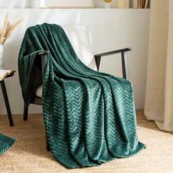 EMINZA Plaid doux flanelle (125 x 150 cm) Zag Vert Best