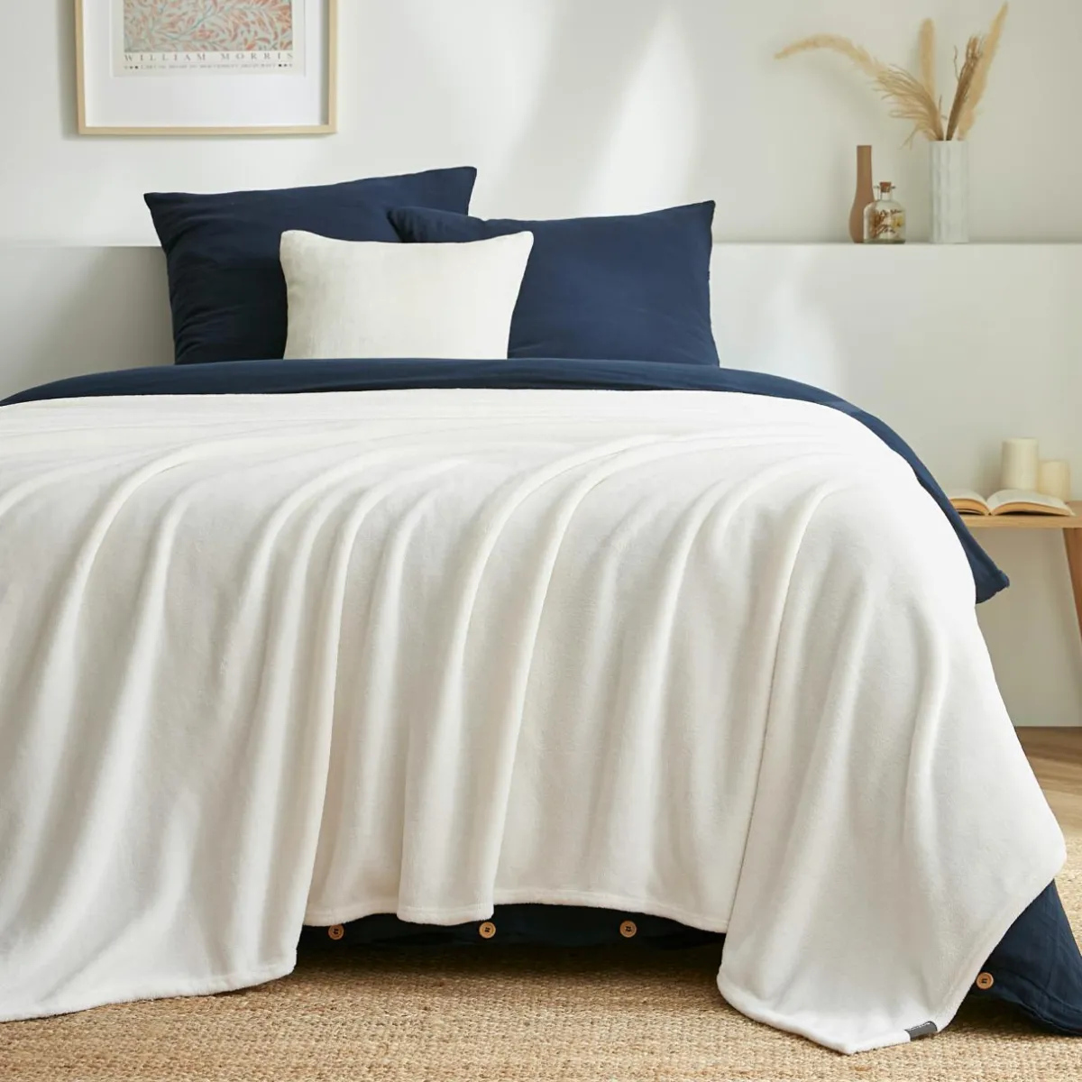 EMINZA Plaid doux flanelle (180 x 230 cm) Didou Ivoire Sale