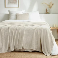 EMINZA Plaid doux flanelle (180 x 230 cm) Didou grège Beige Discount