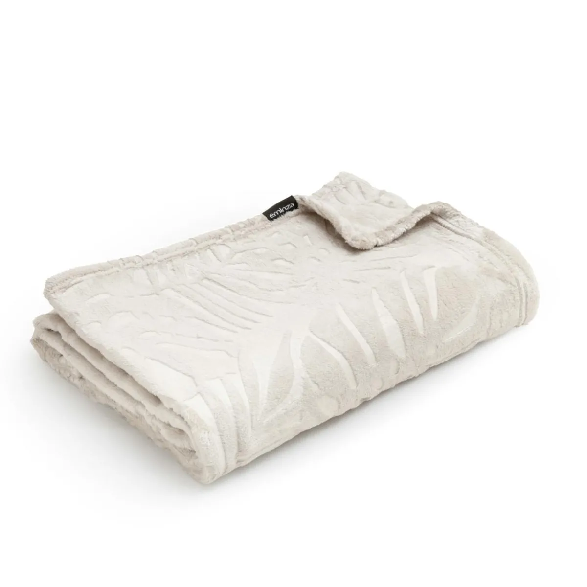 EMINZA Plaid doux flanelle (220 x 240 cm) Flore Ecru Outlet