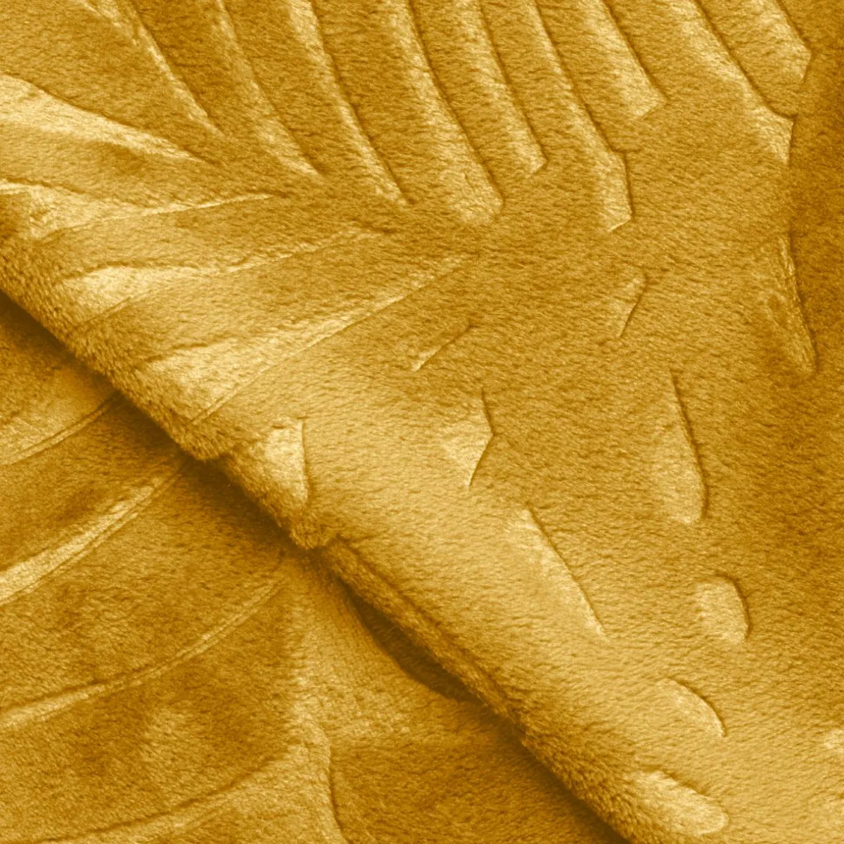 EMINZA Plaid doux flanelle (180 x 230 cm) Flore Jaune moutarde Outlet