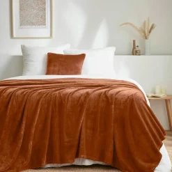 EMINZA Plaid doux flanelle (220 x 240 cm) Didou Cuivre Clearance