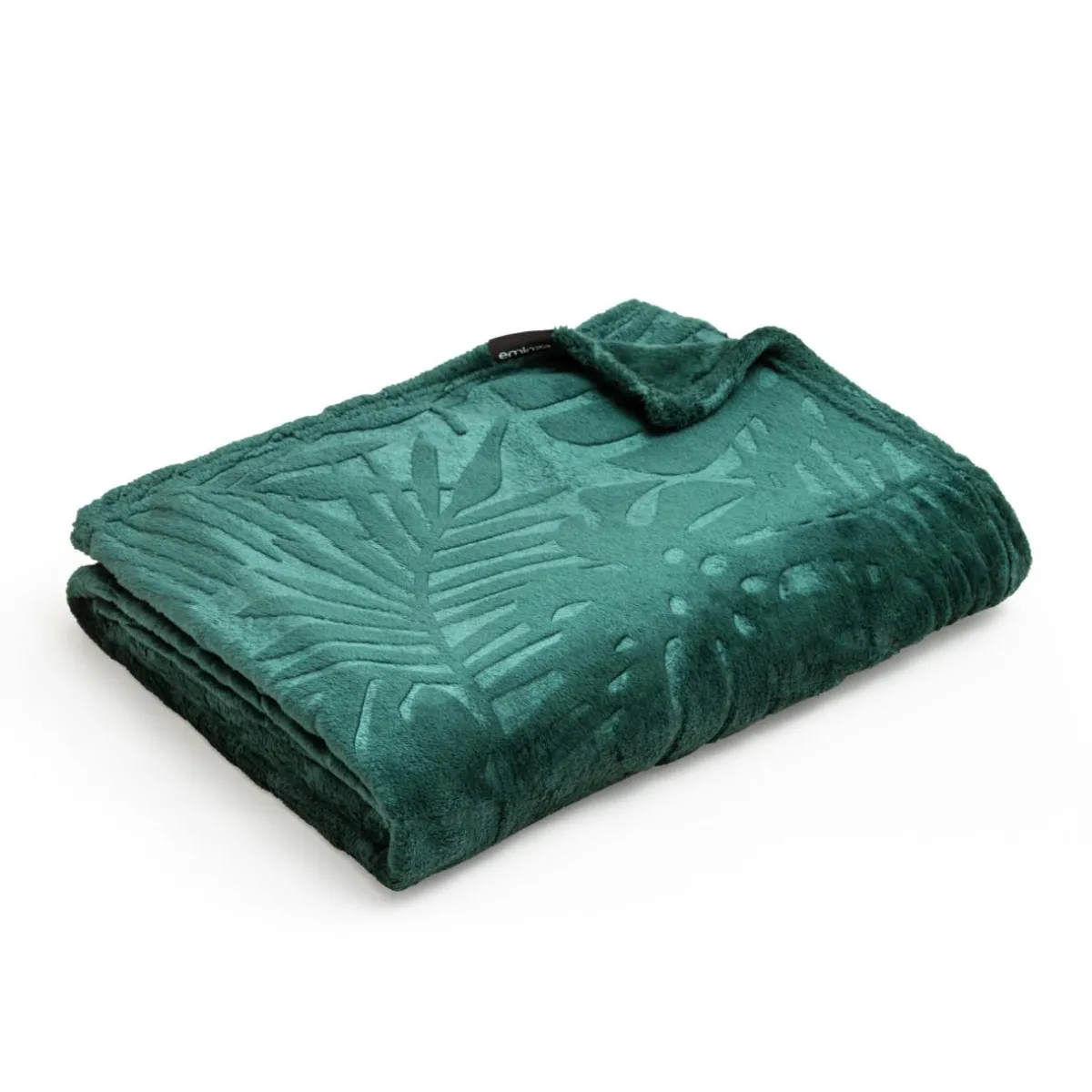 EMINZA Plaid doux flanelle (130 x 180 cm) Flore Vert Discount
