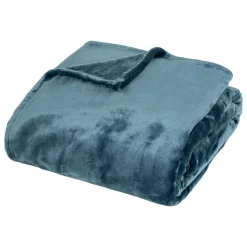 Atmosphera, cru017dateur d'intu017drieur Plaid doux flanelle (180 x 230 cm) Cuddly Bleu foncé Bleu marine Outlet