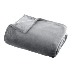 EMINZA Plaid doux flanelle (220 x 240 cm) Didou Gris clair Discount