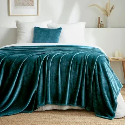 EMINZA Plaid doux flanelle (180 x 230 cm) Didou Bleu canard Clearance