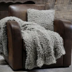 LOVELY CASA Plaid fausse fourrure (160 cm) Mouton Taupe Hot