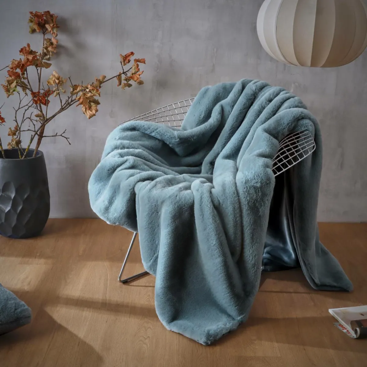 EMINZA Plaid fausse fourrure (140 x 200 cm) Finn Bleu Online