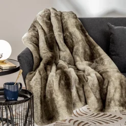 ATMOSPHERA Plaid fausse fourrure (120 x 160 cm) Grizzly Beige Outlet