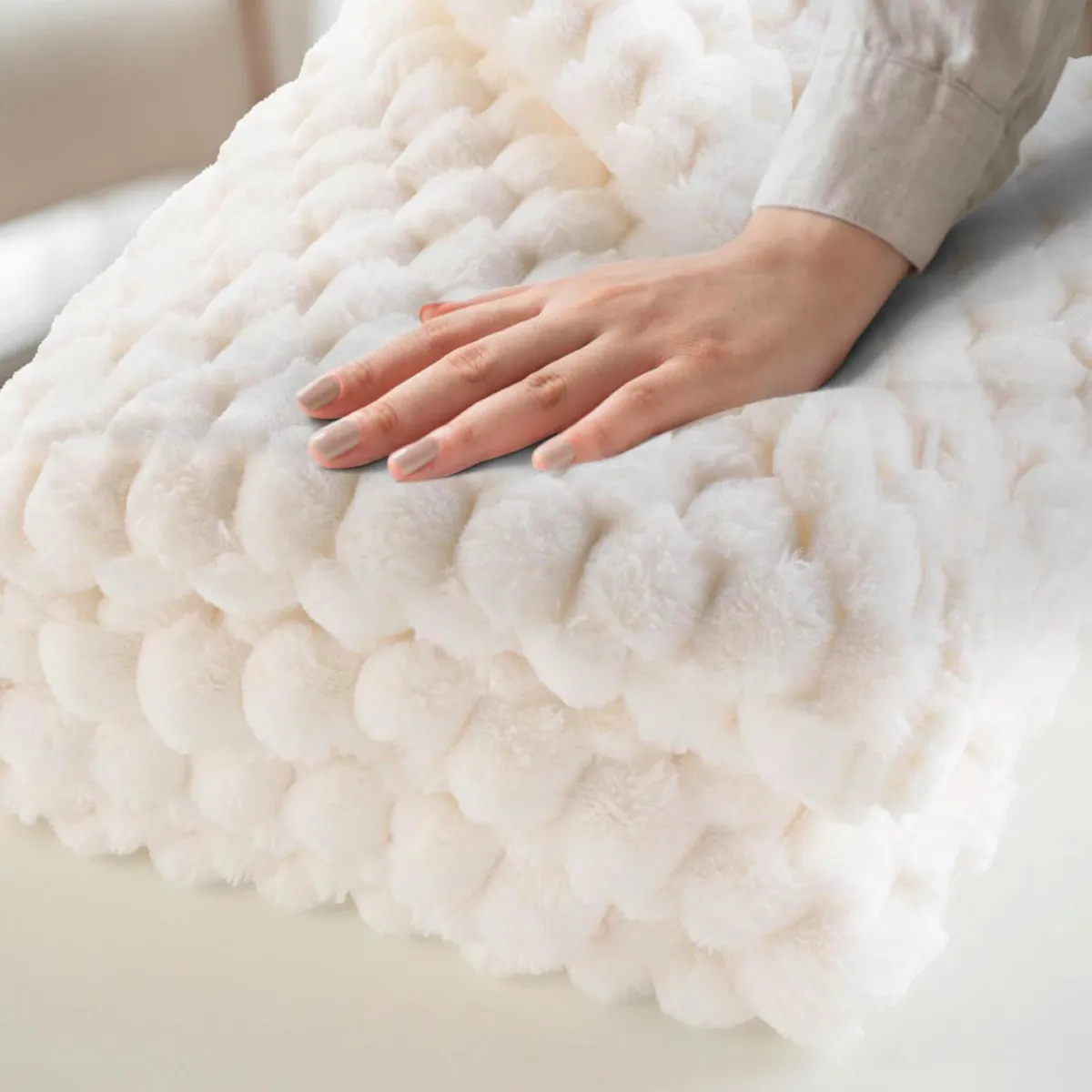 douceur d'intu017drieur Plaid fausse fourrure (220 x 240 cm) Frosty Ecru Hot