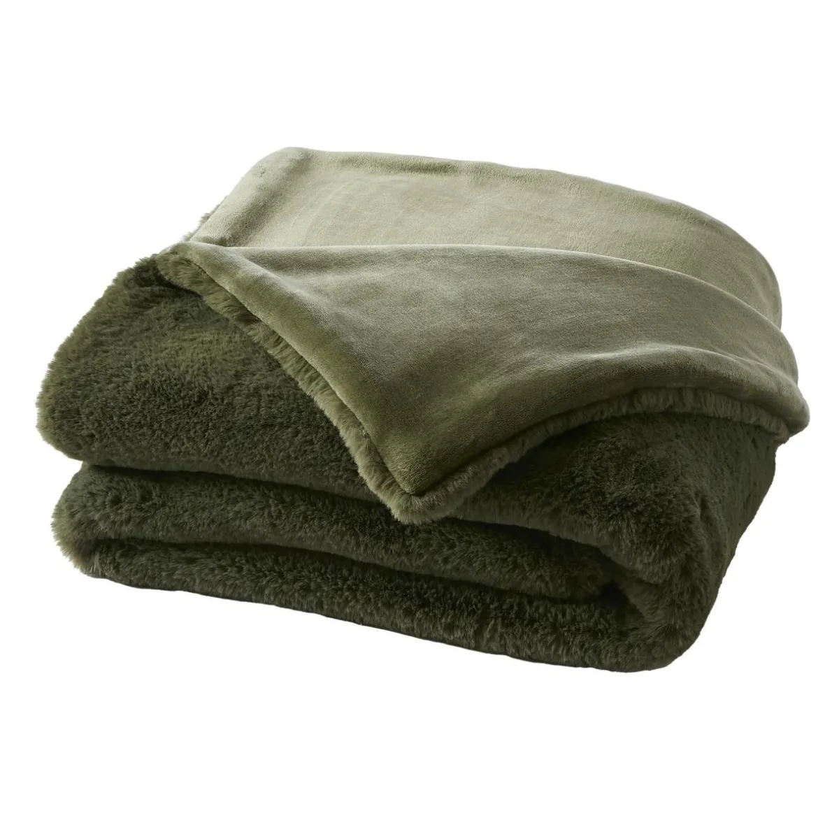 EMINZA Plaid fausse fourrure (140 x 200 cm) Finn Vert kaki Best