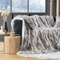 DOUCEUR D'INTERIEUR Plaid fausse fourrure (125 x 150 cm) Caribou Taupe New