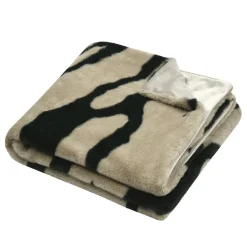 STOF Plaid fausse fourrure zèbre (130 x 160 cm) Fauves Taupe Clearance