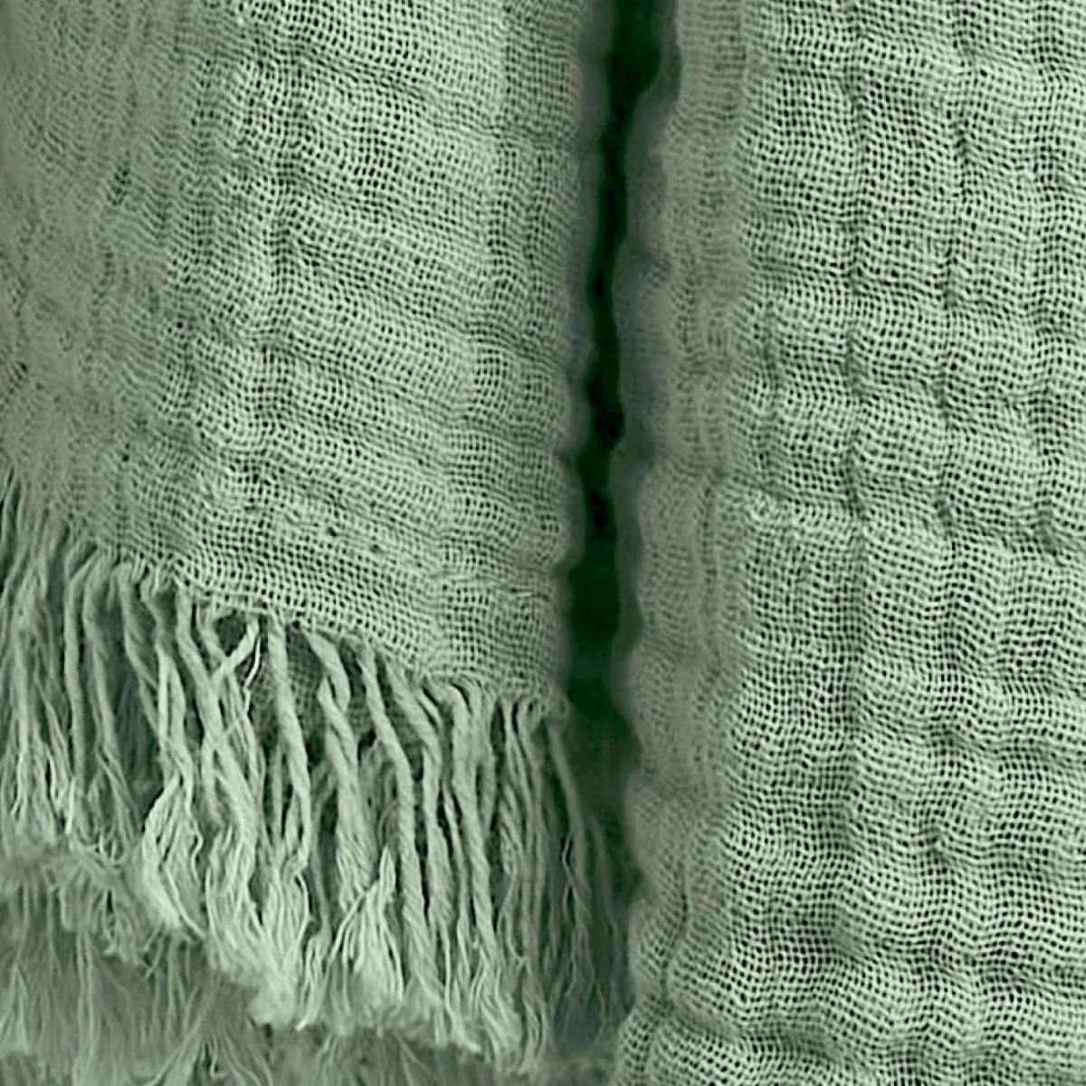 EMINZA Plaid gaze de coton (180 x 220 cm) Gaïa Vert Eucalyptus Outlet