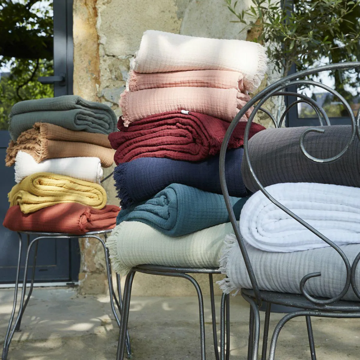 EMINZA Plaid gaze de coton (130 x 160 cm) Gaïa Rose poudré Clearance