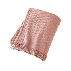 EMINZA Plaid gaze de coton (180 x 220 cm) Gaïa Rose Pêche Clearance
