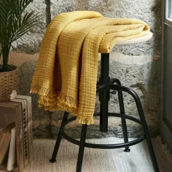 EMINZA Plaid gaze de coton (130 x 160 cm) Gaïa Jaune safran
