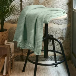 EMINZA Plaid gaze de coton (130 x 160 cm) Gaïa Vert Eucalyptus Online