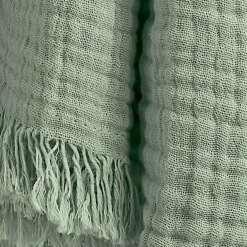 EMINZA Plaid gaze de coton (130 x 160 cm) Gaïa Vert Eucalyptus Online